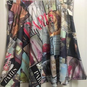 Paris City of Love Print Mini Skirt